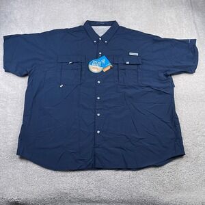 Columbia PFG Shirt Mens 4X Blue Bahama II Performance Fishing Short Sleeve NEW